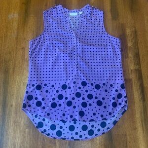 New York & Company Lavender with Black Polka Dot Top Medium
